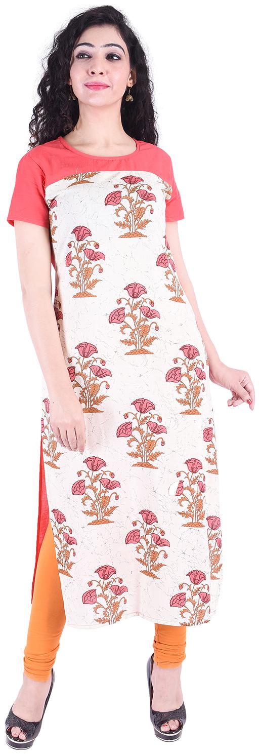 

Fema SKY Women Red Printed Straight Kurti