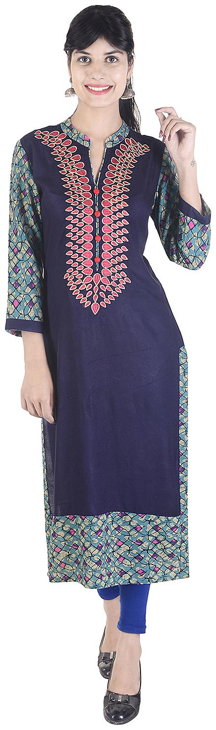 

Fema SKY Women Blue Printed Straight Kurta