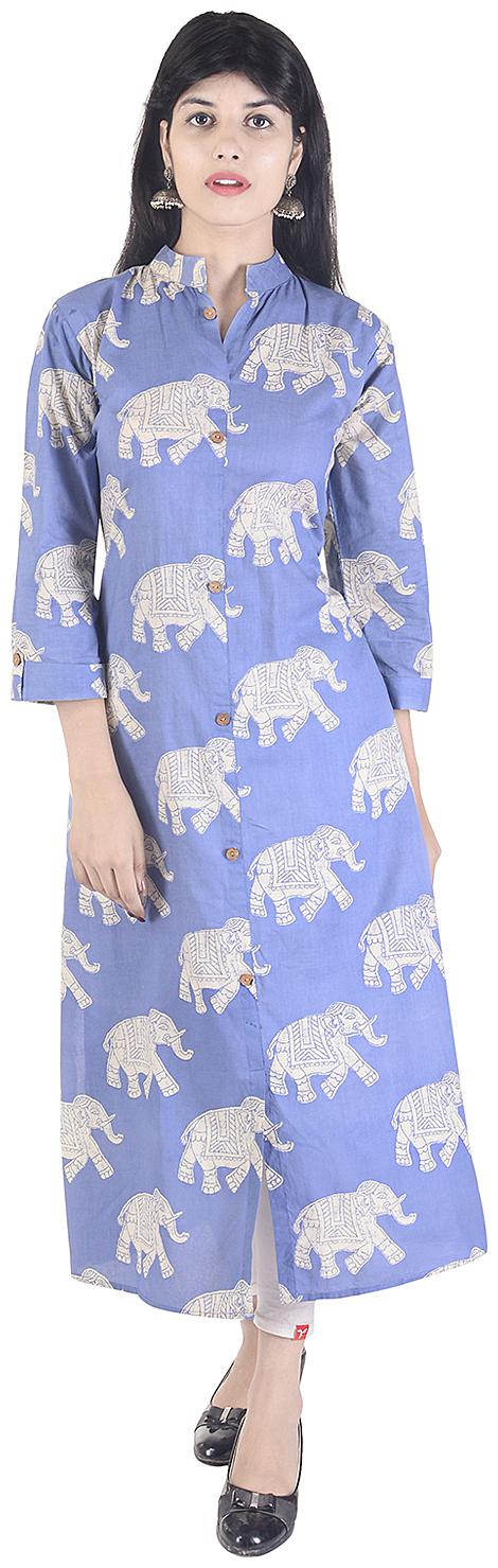 

Fema SKY Women Blue Printed Straight Kurta