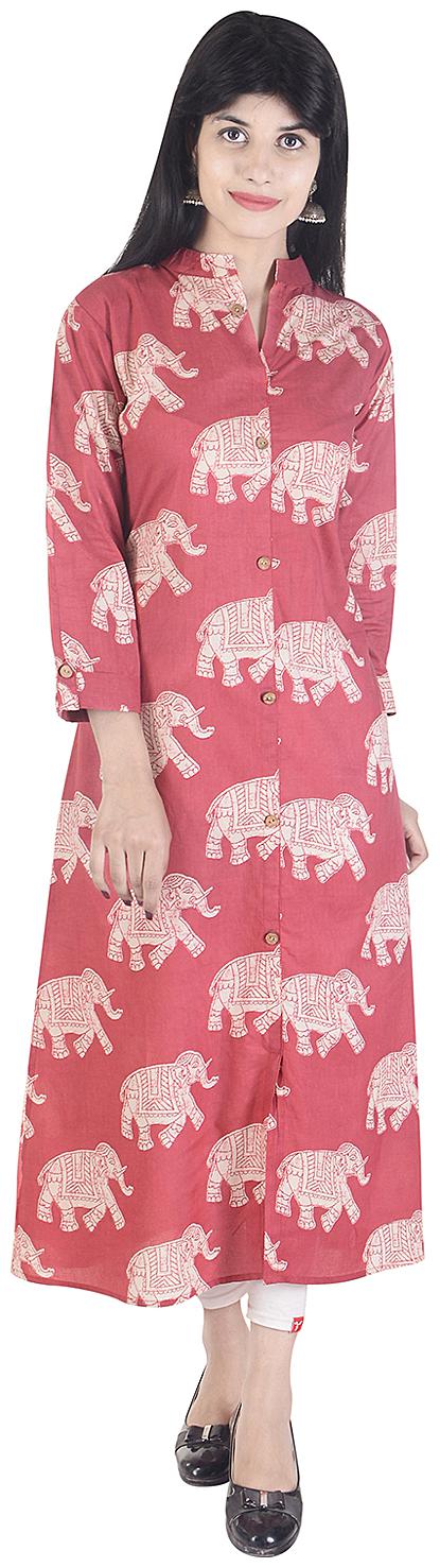 

Fema SKY Women Pink Printed Straight Kurta
