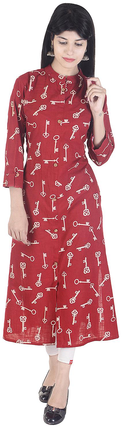 

Fema SKY Women Red Printed Straight Kurta