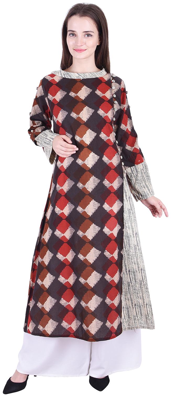

Fema SKY Women s Rayon Multicolor Flared Printed Kurti with palazoo