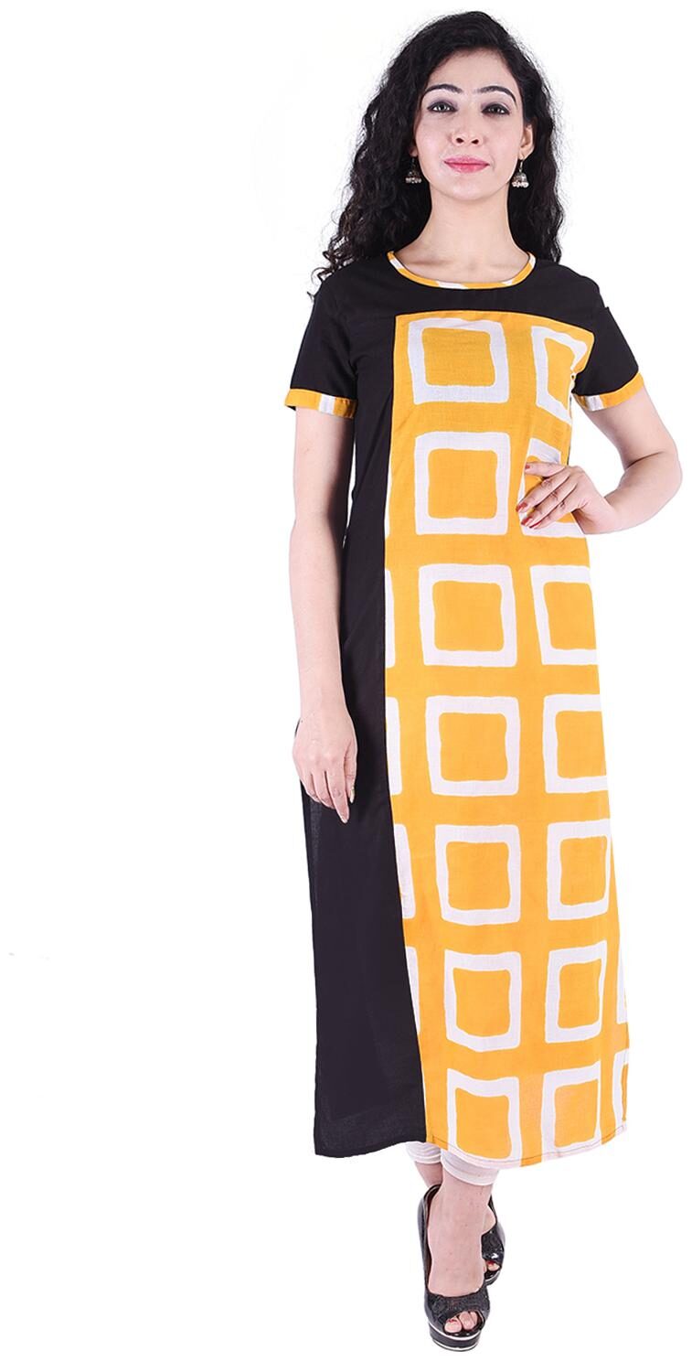 

Fema SKY Women Yellow Solid Straight Kurti