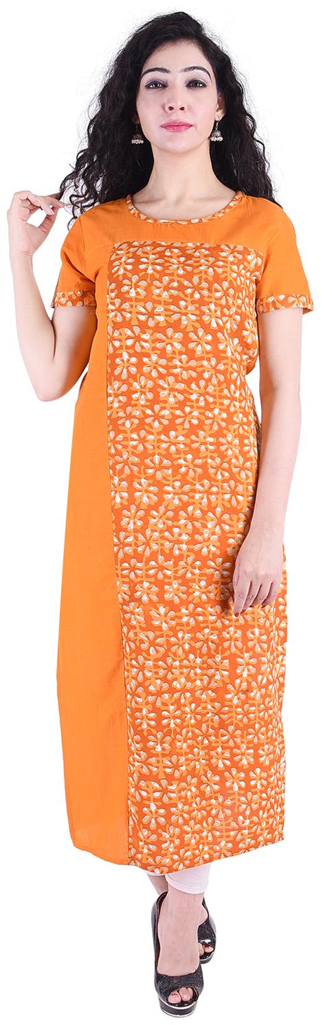 

Fema SKY Women Yellow Printed Straight Kurti