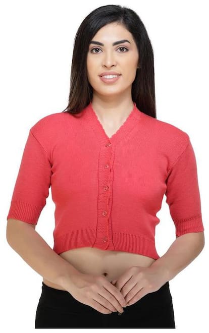 FEMULA V- Neck Women 3/4th Sleeves Stitched Blouse (Gajari)