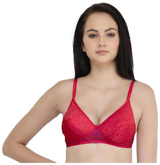 FEMULA Womens Floral Embroidered Seamed Heavily Padded Bra