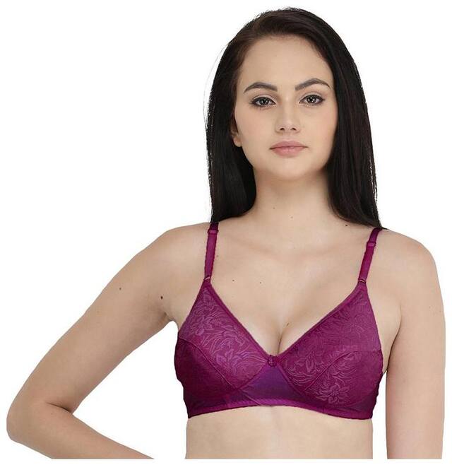 FEMULA Womens Floral Embroidered Seamed Heavily Padded Bra
