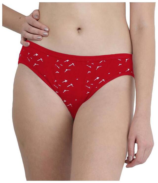 FEMULA Printed Mid Waist Hipster Panty - Red