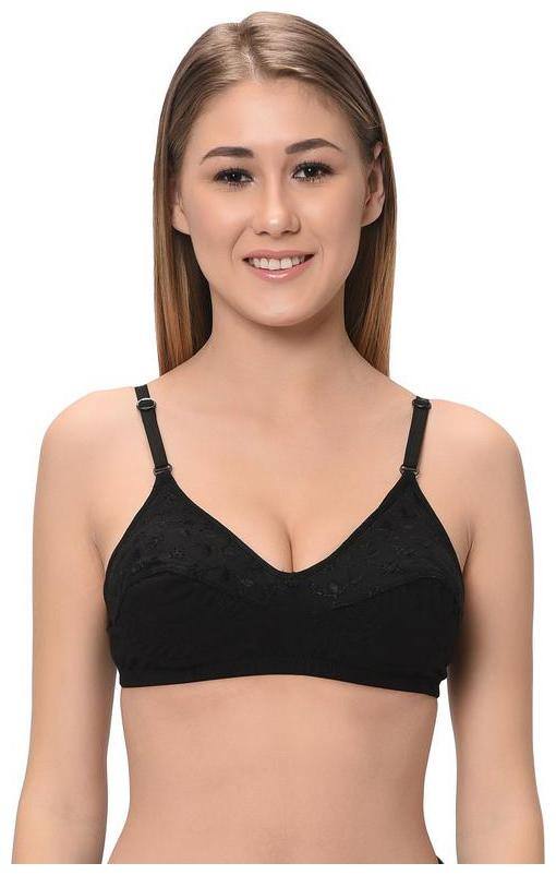 FEMULA Non Padded Cotton Minimizer Bra - Black