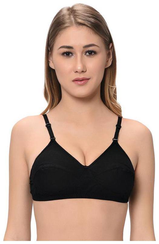 FEMULA Non Padded Cotton Push Up Bra - Black