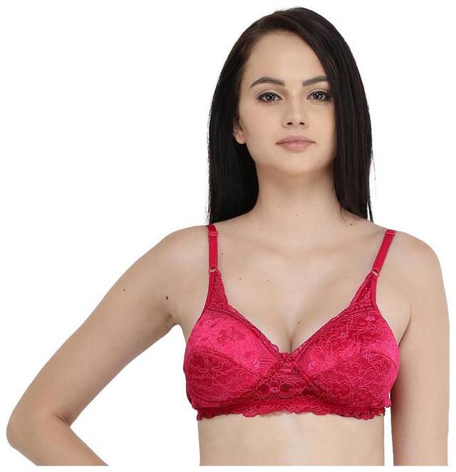 FEMULA Womens Floral Embroidered Seamed Heavily Padded Bra