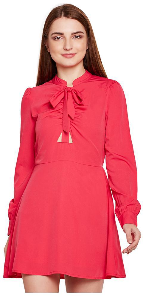 

OXOLLOXO Red Solid A-line dress