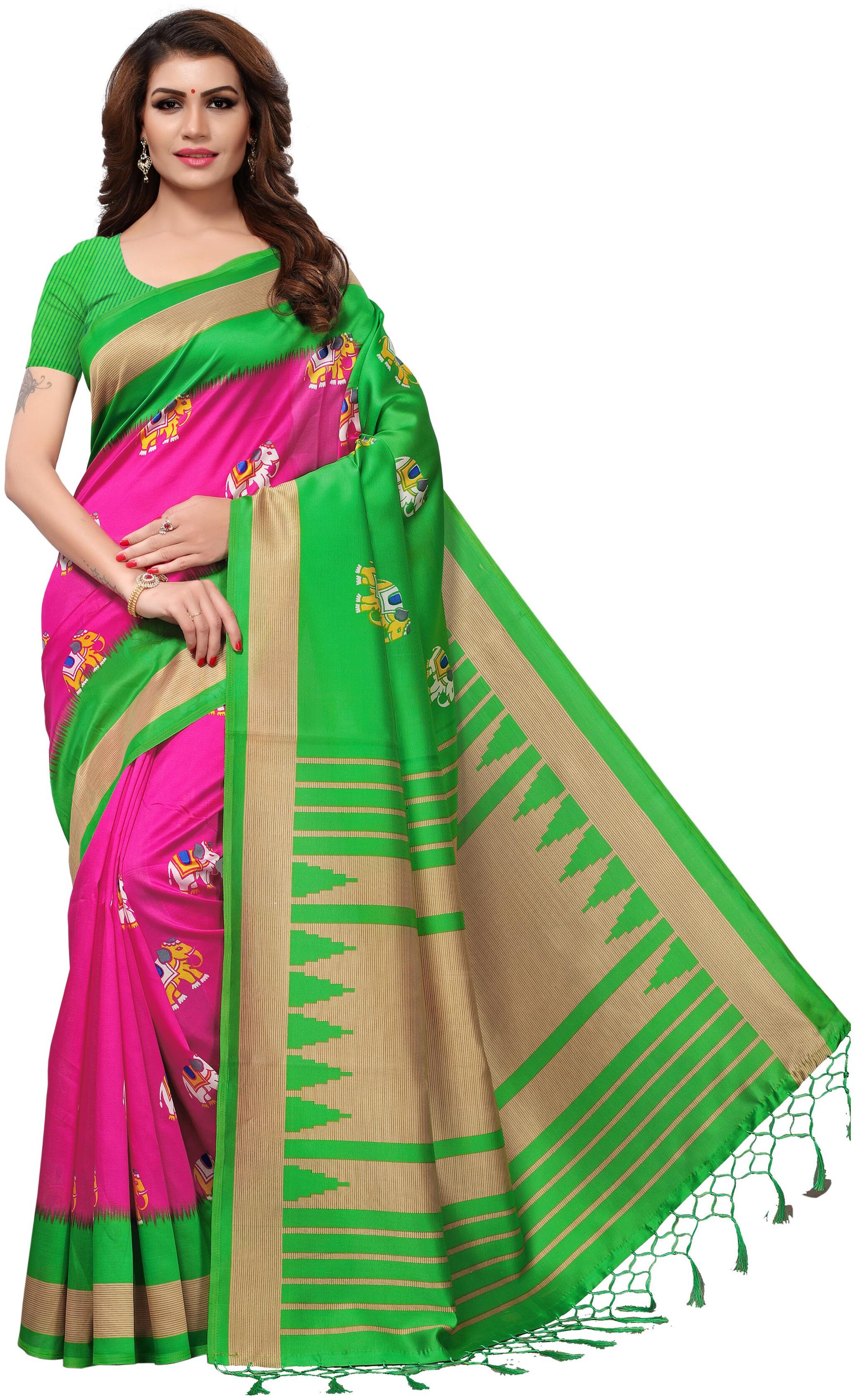 

FIESTREE Silk Animal Print Multi Regular Saree For Women