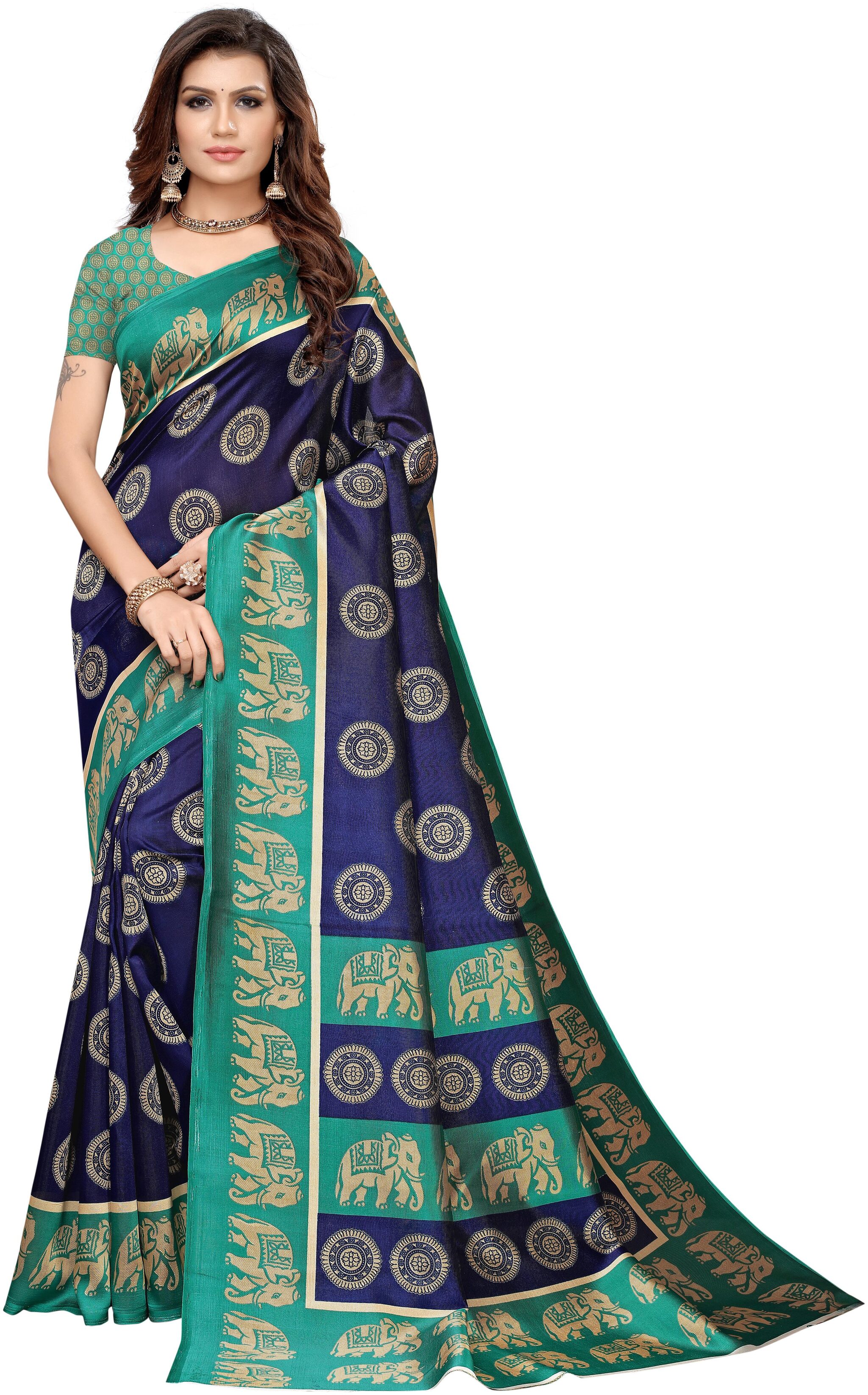 

FIESTREE Women Artificial Silk saree Blue
