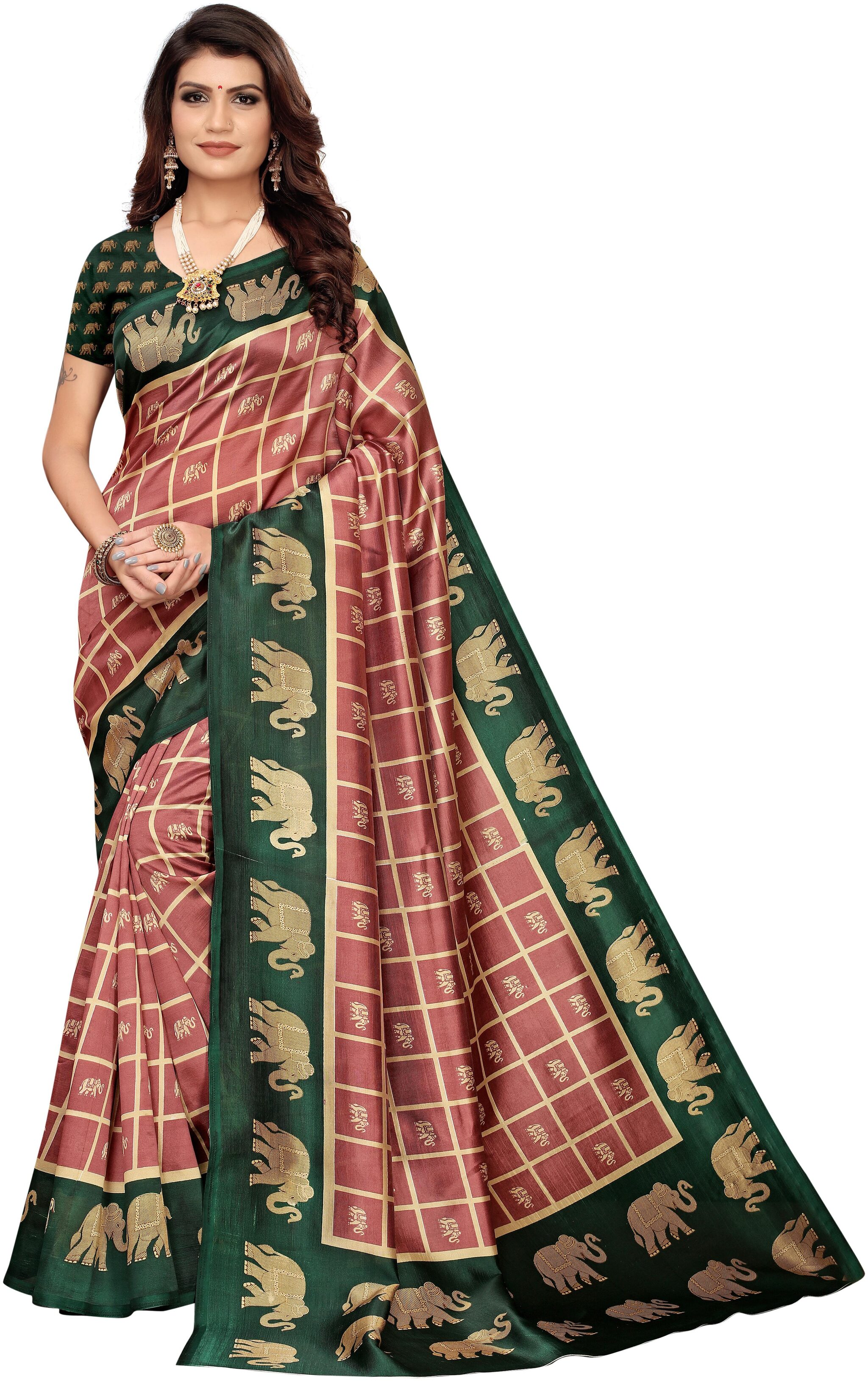 

FIESTREE Women Artificial Silk saree Brown