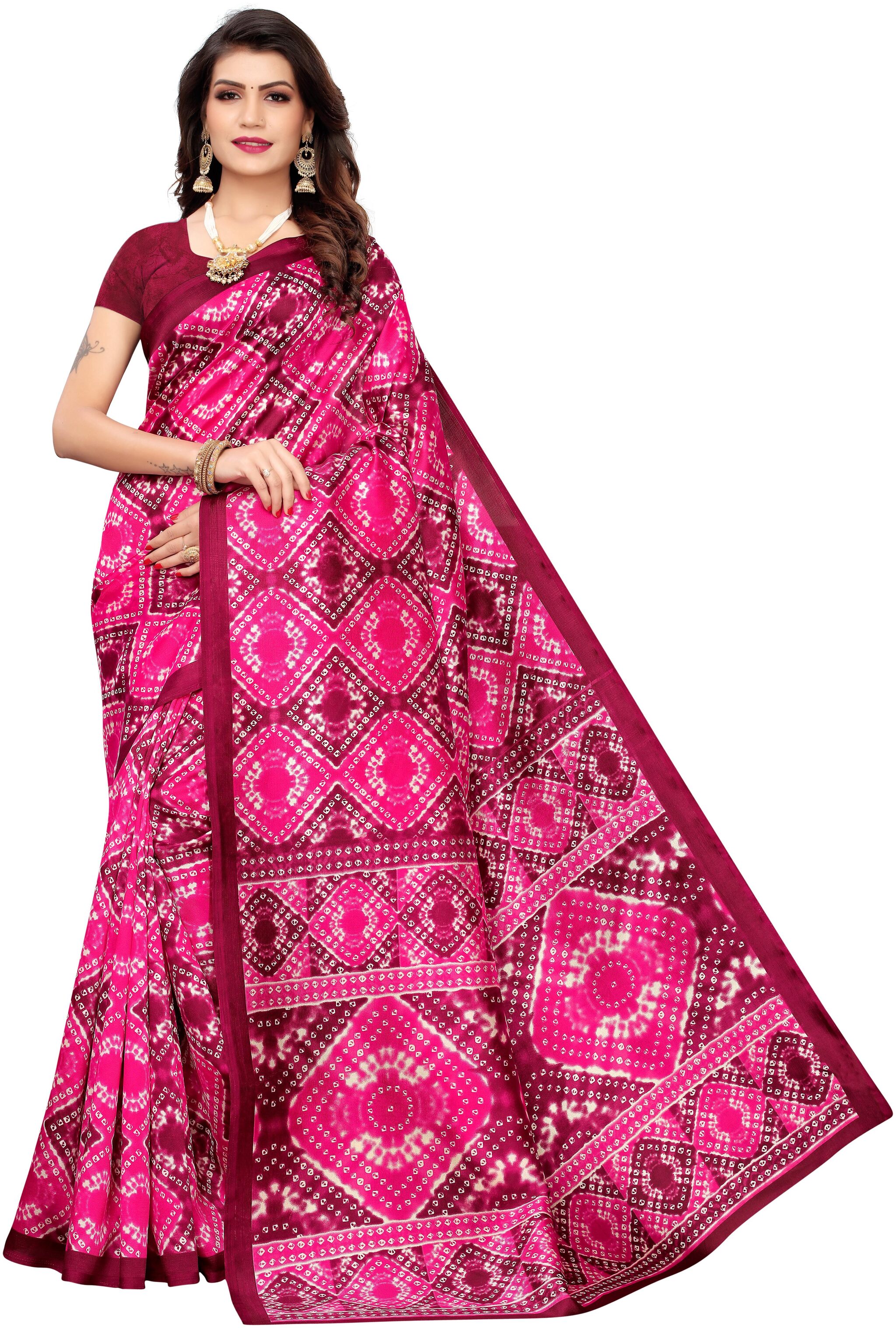 

FIESTREE Women Artificial Silk saree Pink