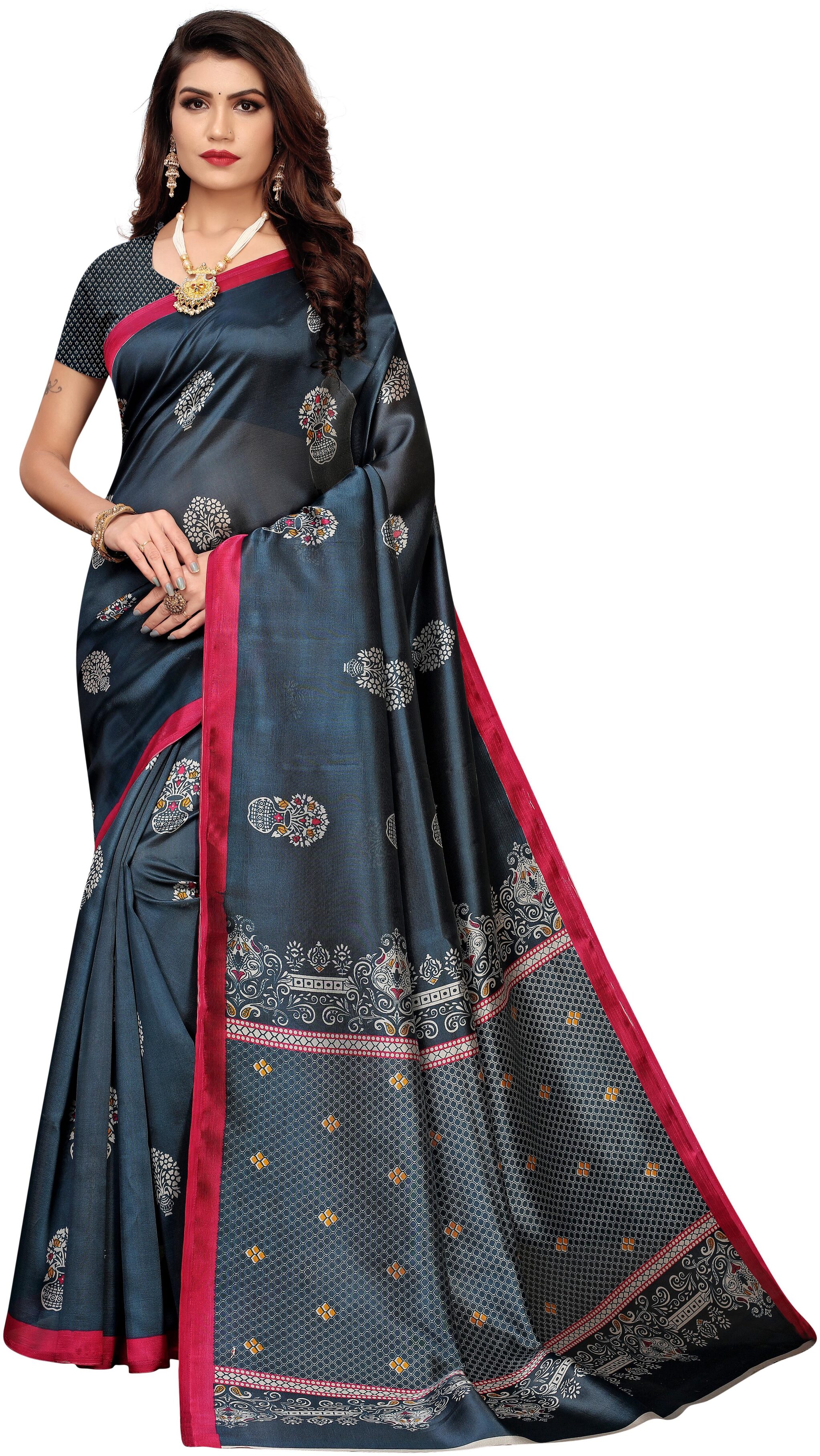 

FIESTREE Women Artificial Silk saree Grey