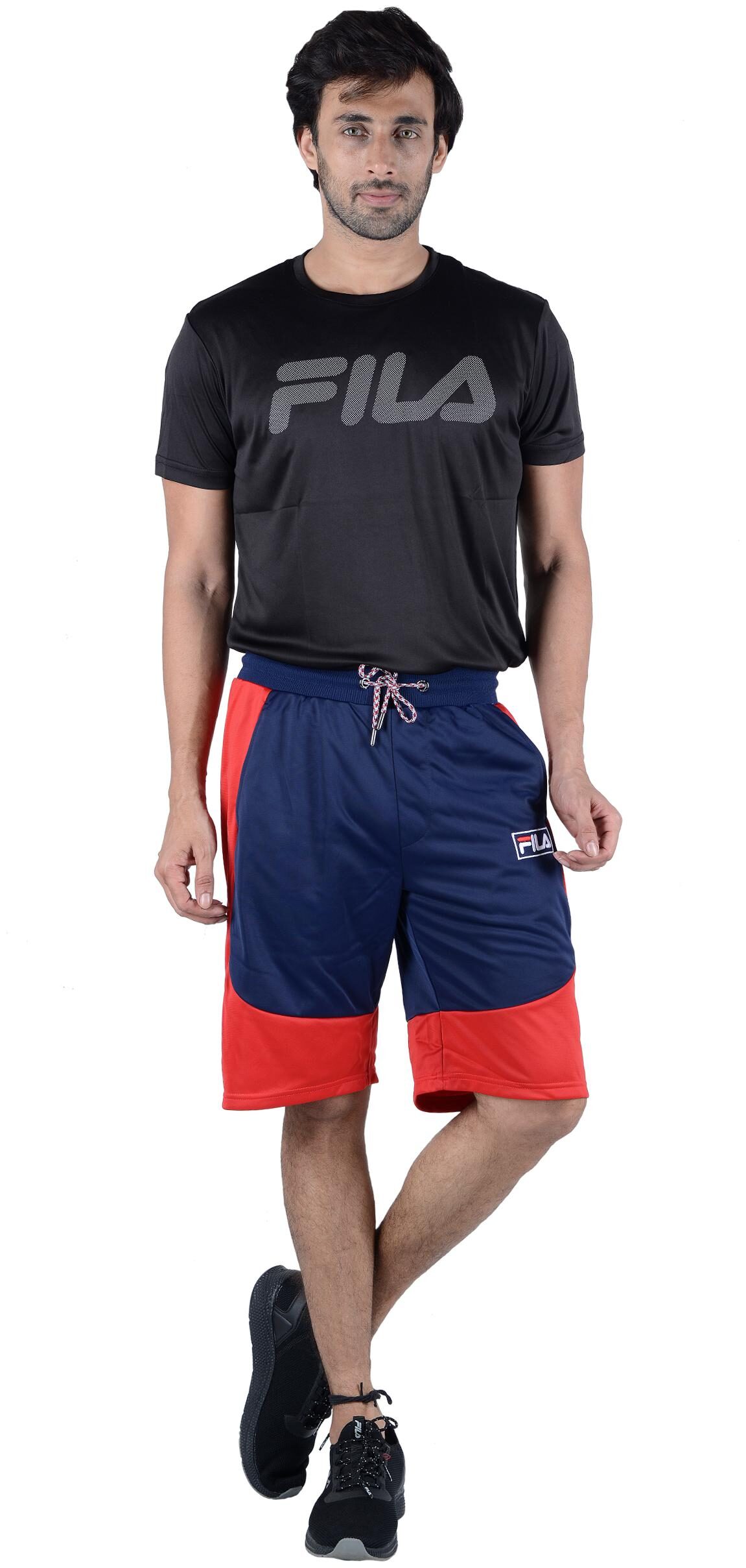 

Fila Cotton Colorblocked Blue Red Color Shorts For Men