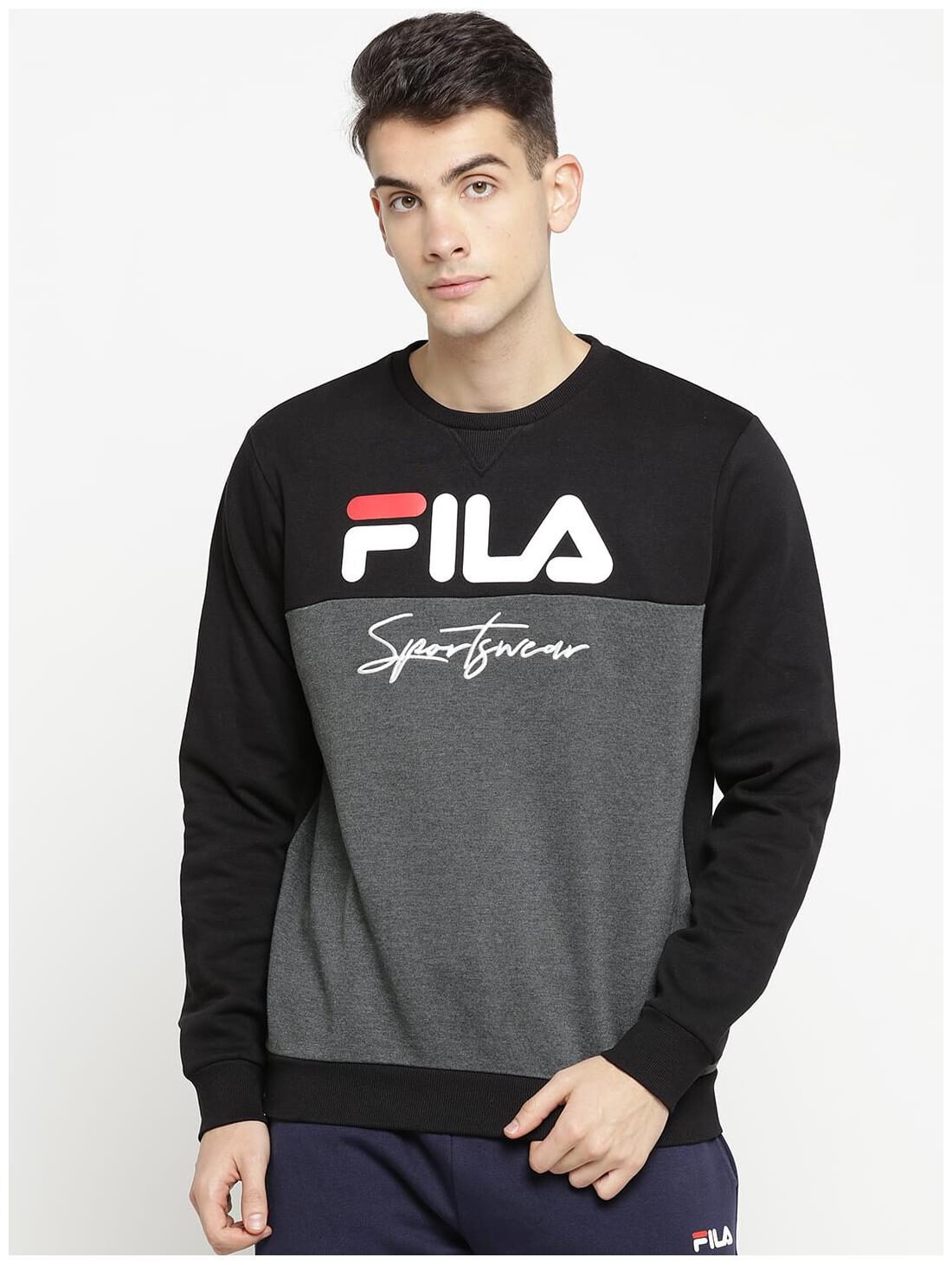 

Fila Men Black Round neck Sweatshirt