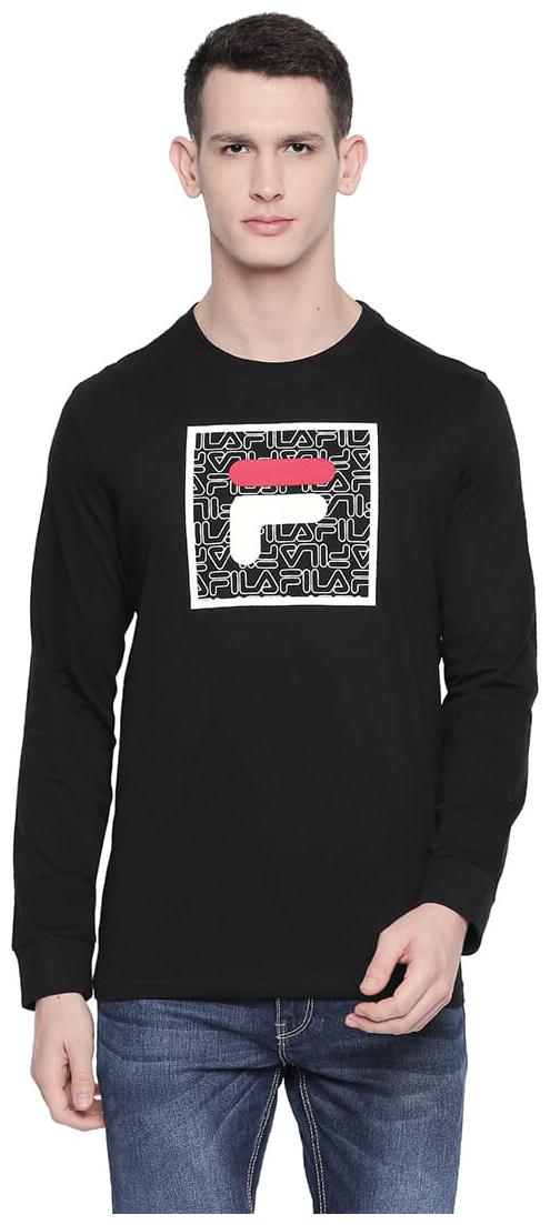 

Fila Men Black Regular fit Cotton Round neck T-Shirt - Pack Of 1