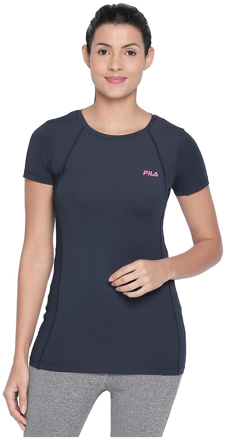 

Fila Women Blue Slim fit Round neck Blended T shirt