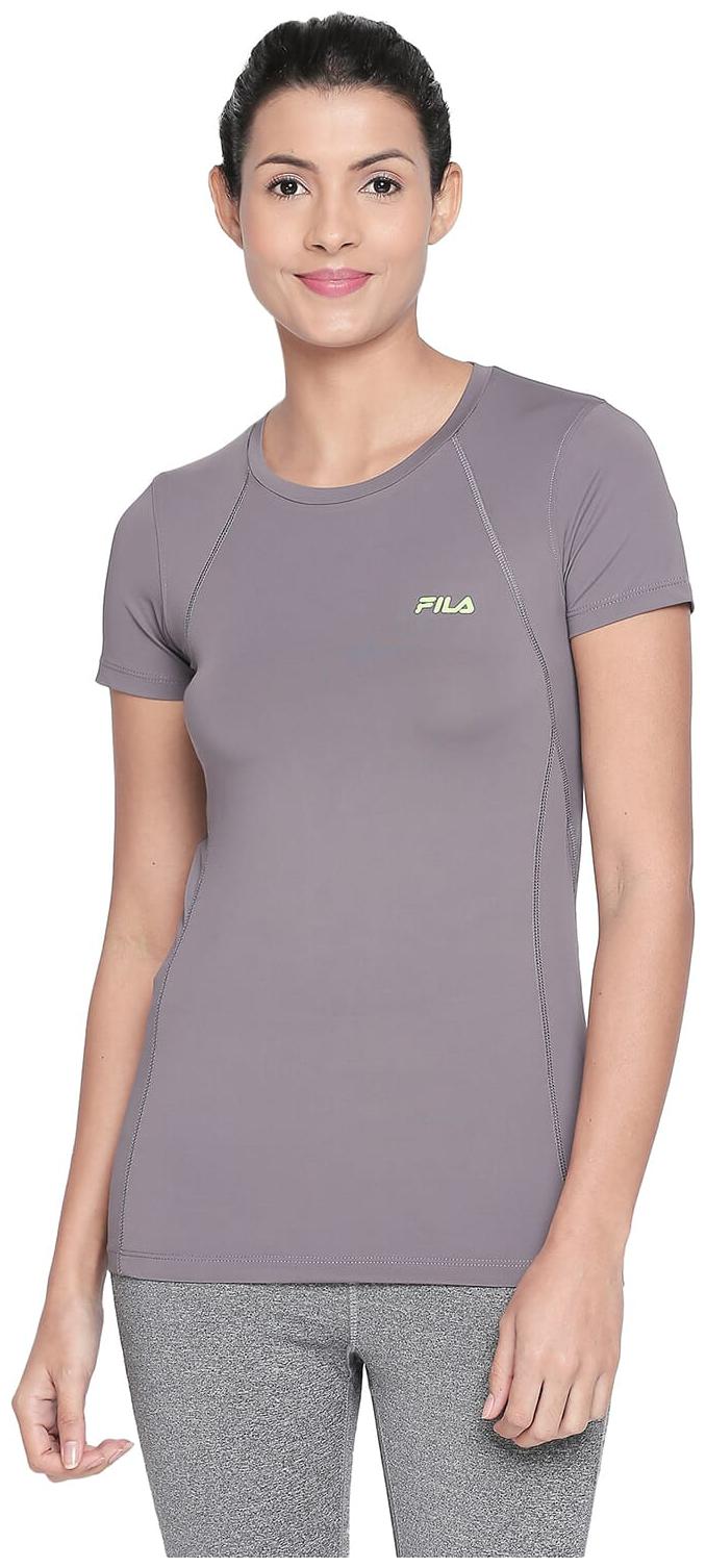 

Fila Women Grey Slim fit Round neck Blended T shirt