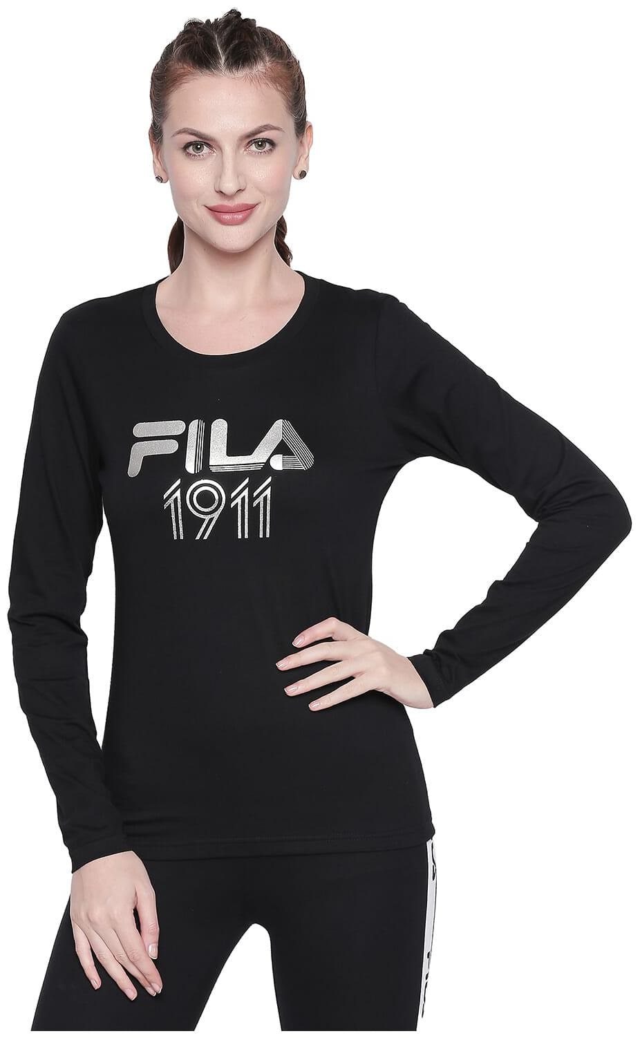 

Fila Women Black Regular fit Round neck Blended T shirt