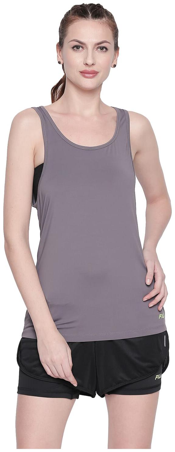 

Fila Women Grey Regular fit U neck Polyester T shirt