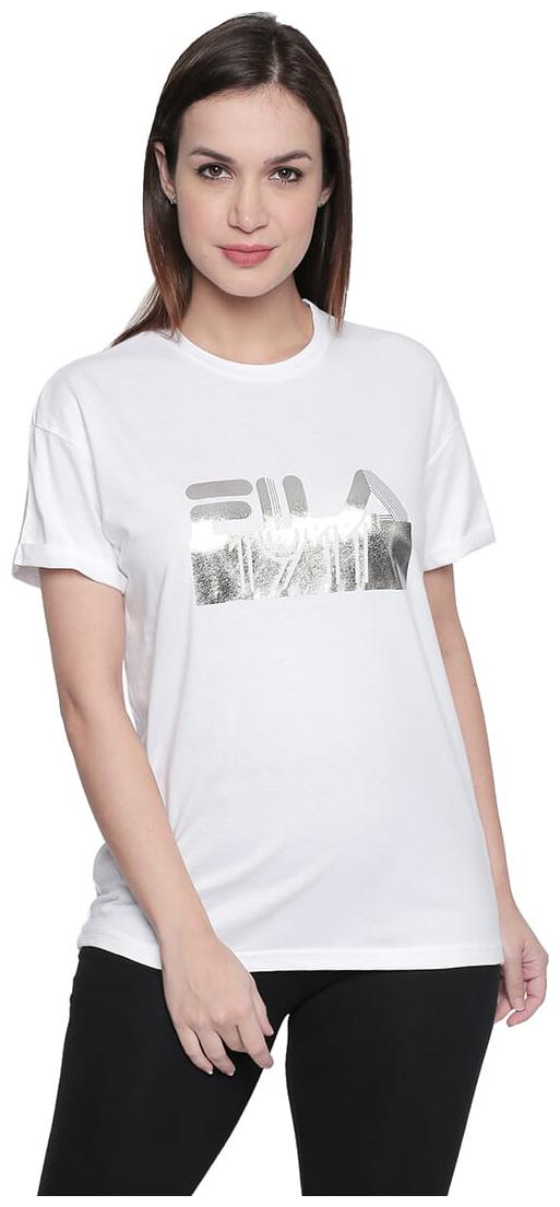 

Fila Women White Slim fit Round neck Blended T shirt
