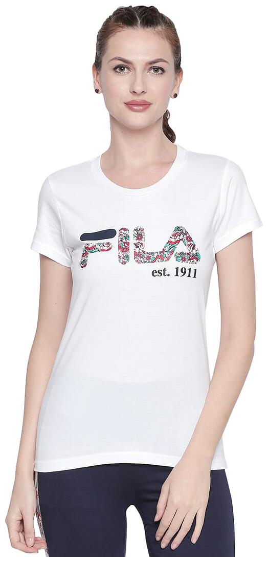 

Fila Women White Slim fit Round neck Cotton T shirt