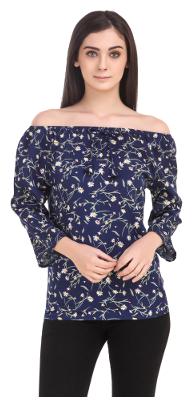 

Fine Women Printed A-line top - Blue