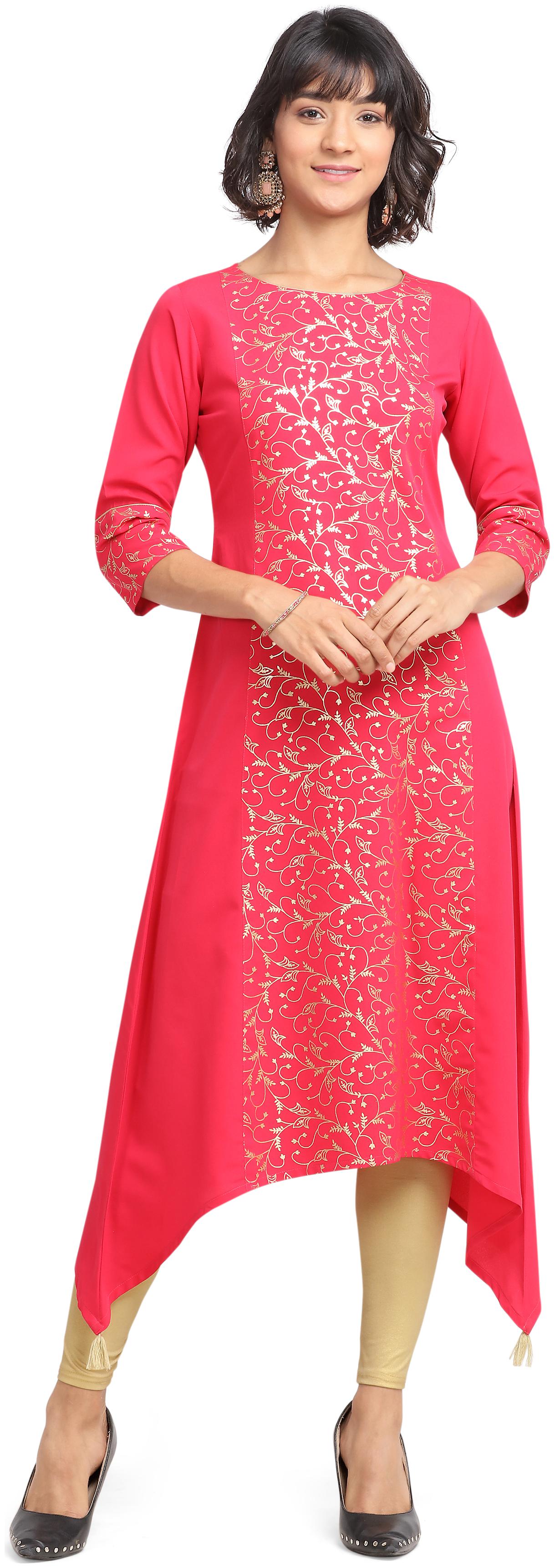 

Fiorra Women Crepe Floral Pink Kurti