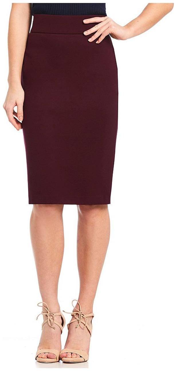 Stars and You Solid Pencil skirt Midi Skirt - Wine