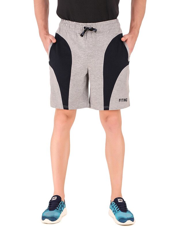 

Fitinc Apparels Men Grey Black Regular Fit Regular Shorts