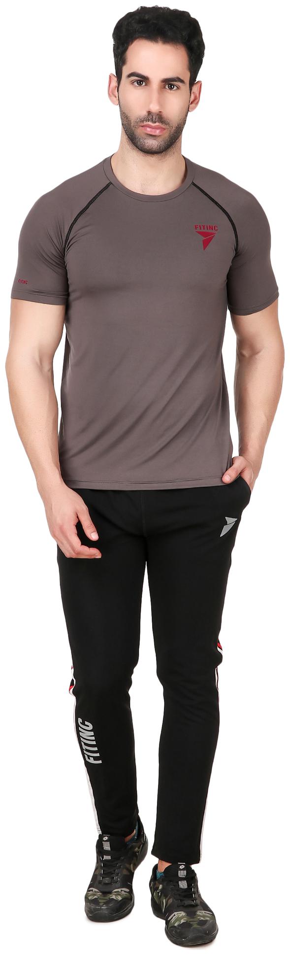 

FITINC Men Grey Slim fit Polyester Round neck T-Shirt - Pack Of 1