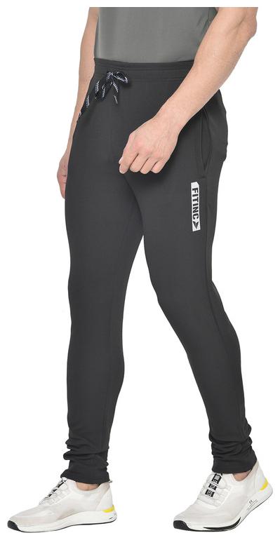 

FITINC Men Black Solid Slim fit Track pants