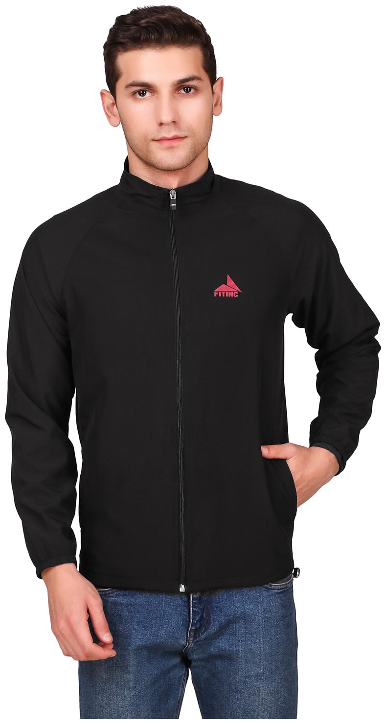 

FITINC Men Black Solid Sports jacket