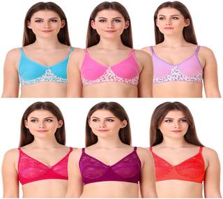 CYOC Pack of 6 Non Padded Cotton T Shirt Bra - Multi