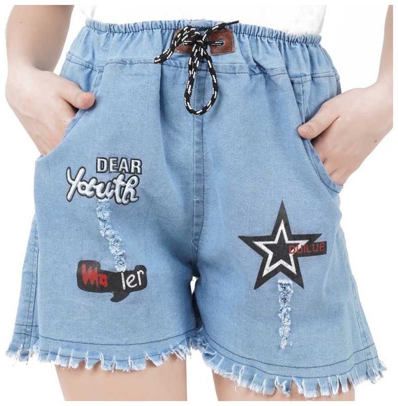 

FitMiss Women Printed Denim shorts - Blue