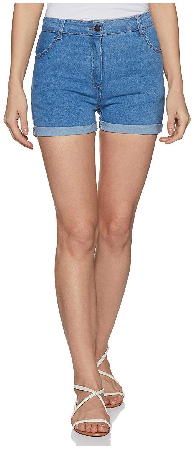 

FitMiss Women Solid Denim shorts - Blue