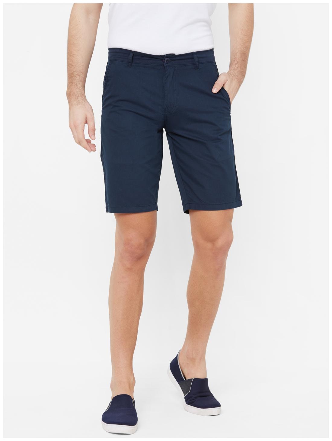 

Fitz Cotton Solid Navy Blue Color Sports Shorts for Men