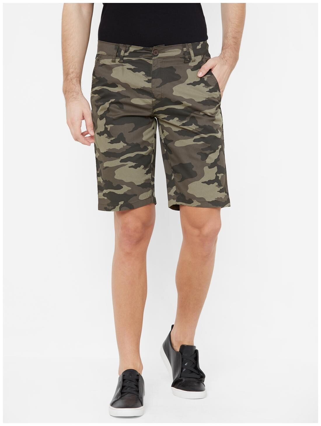 

Fitz Cotton Camouflage Olive Color Sports Shorts for Men