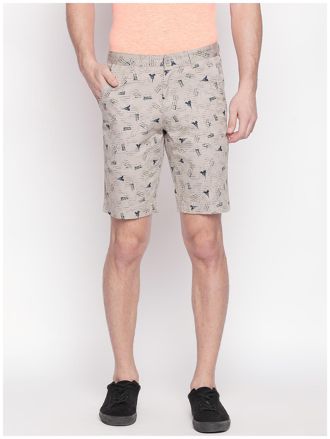 

Fitz Men Cotton Blend Printed Chino Shorts Beige