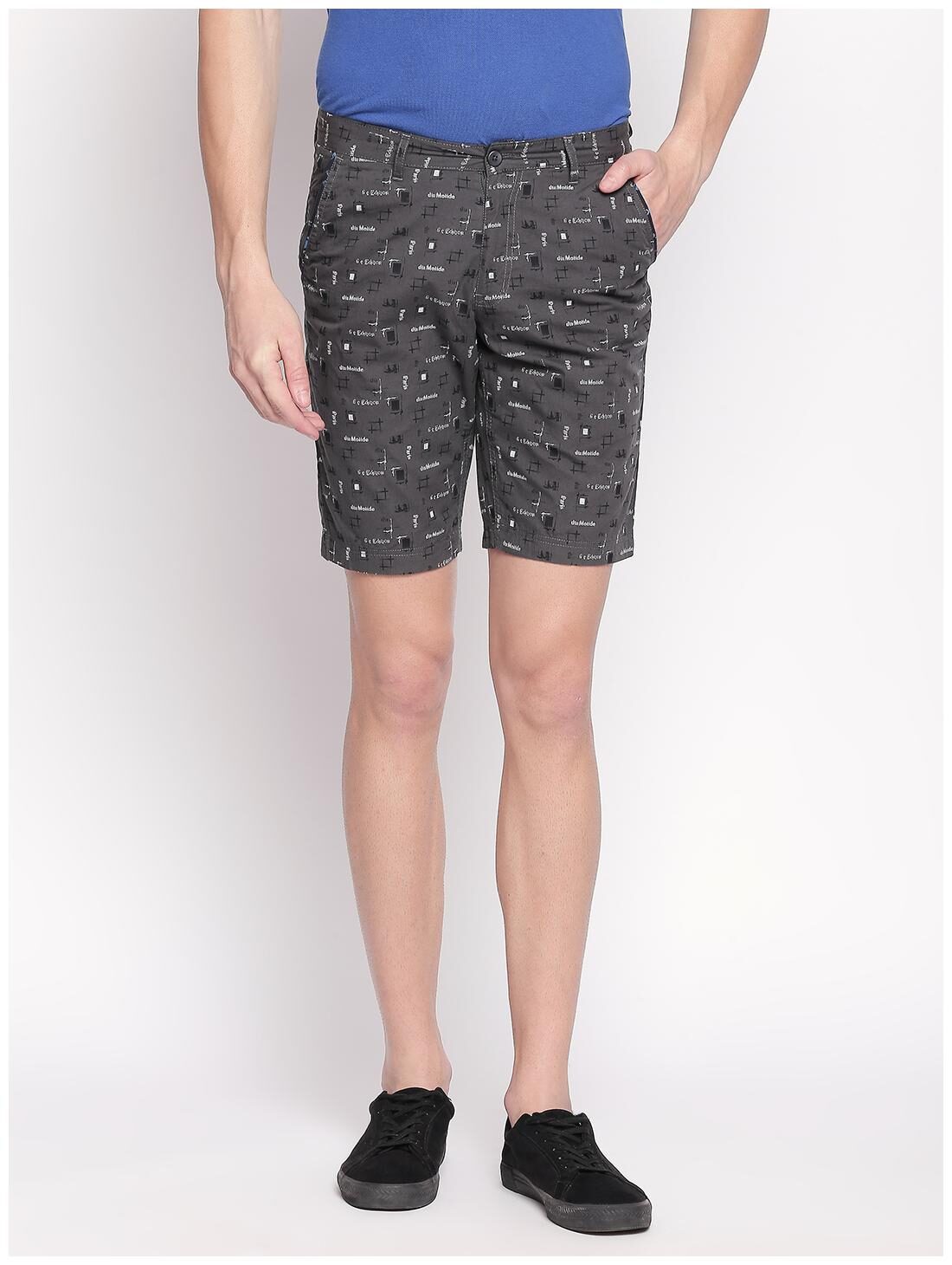 

Fitz Men Cotton Blend Printed Chino Shorts Grey