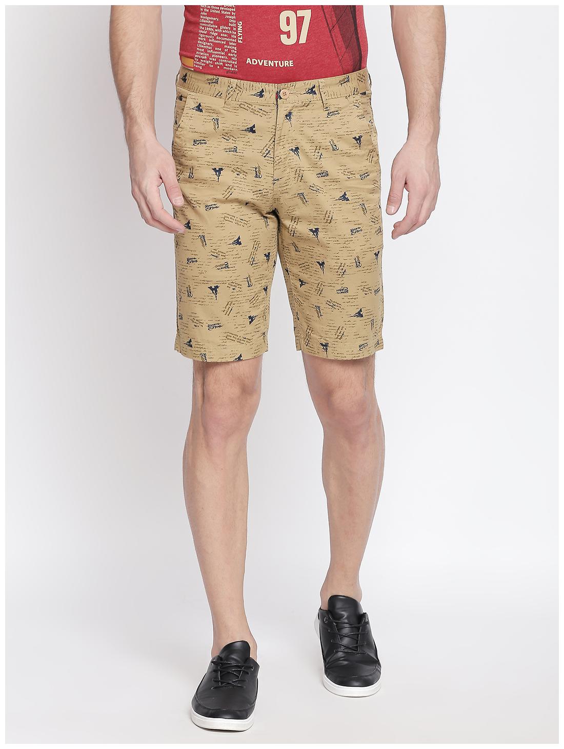 

Fitz Men Cotton Blend Printed Chino Shorts Brown