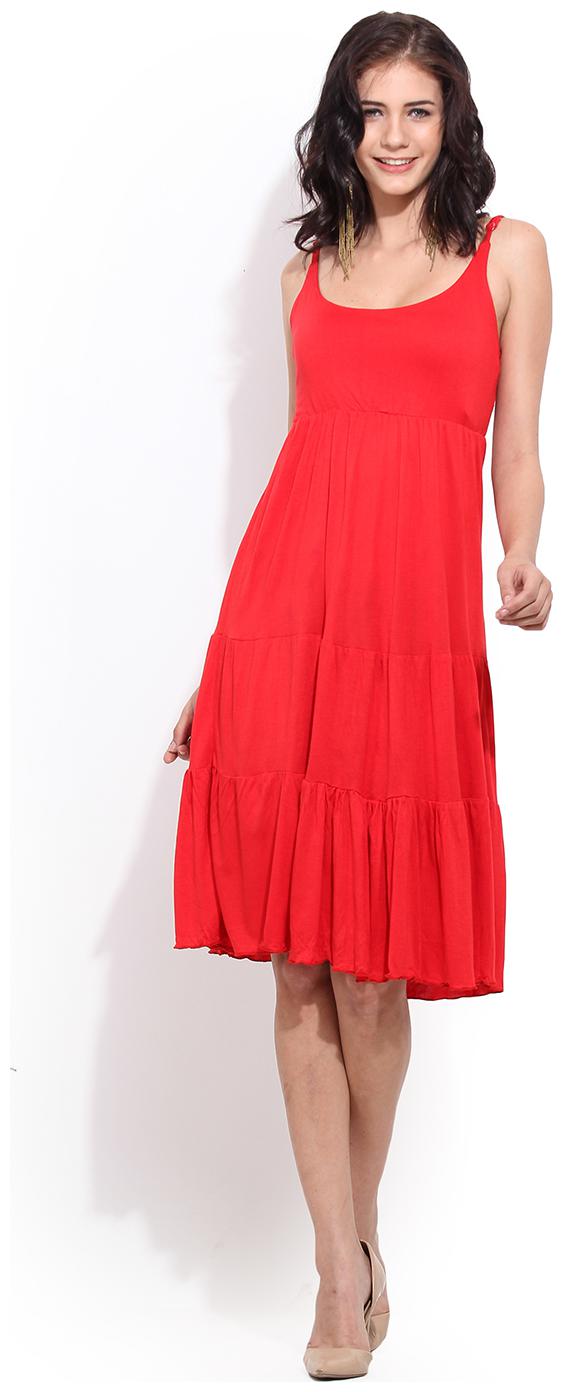 

Trend Arrest Red Solid A-line dress