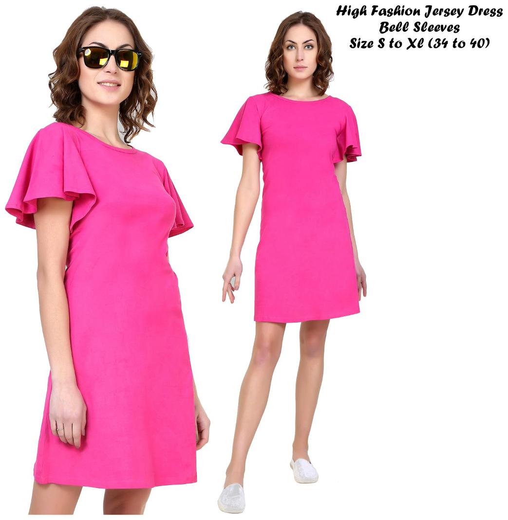 

Chrome Coral Pink Solid A-line dress