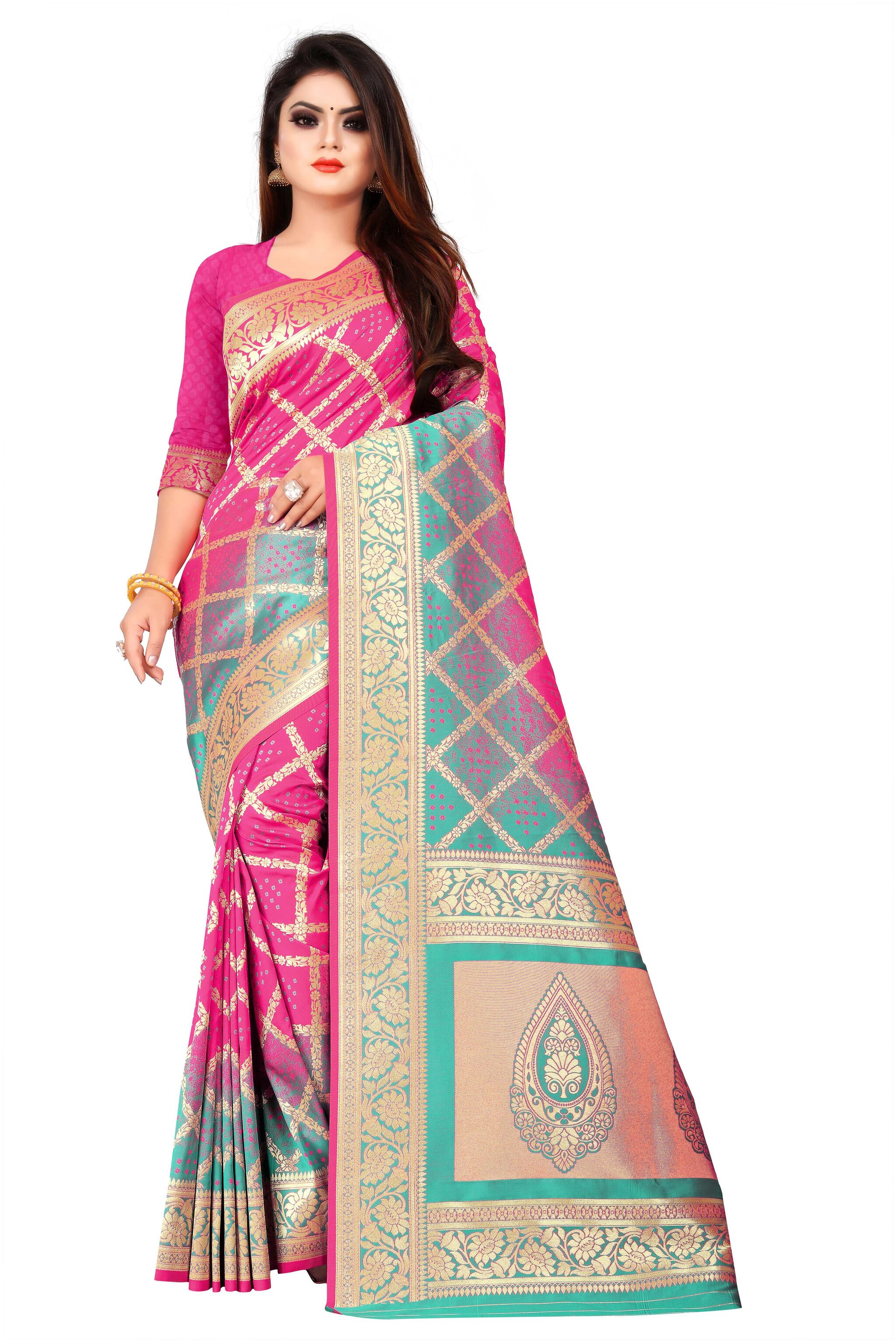 

flareon Silk Woven Pink Regular Saree For Women