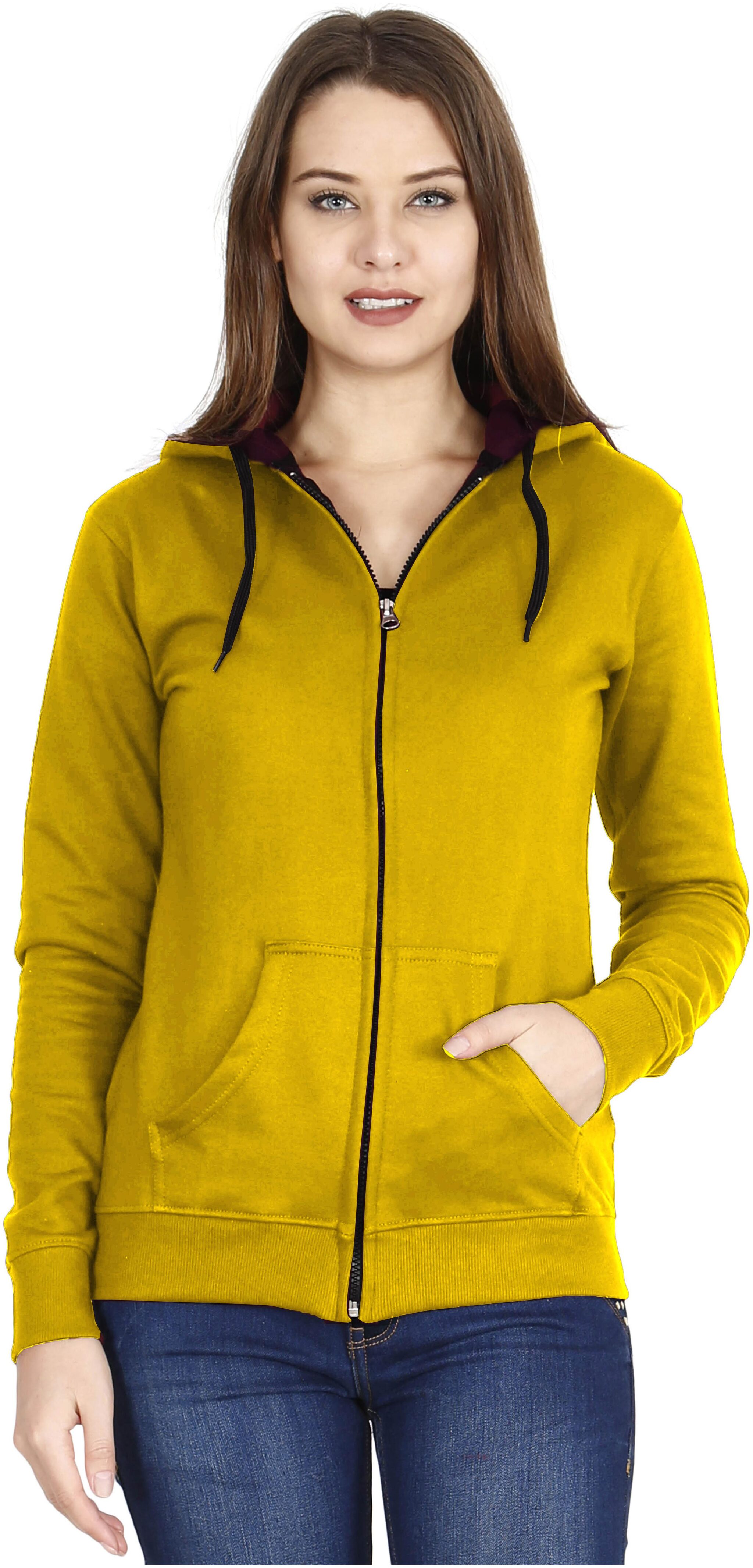 

Fleximaa Women Solid Sweatshirt - Mustard