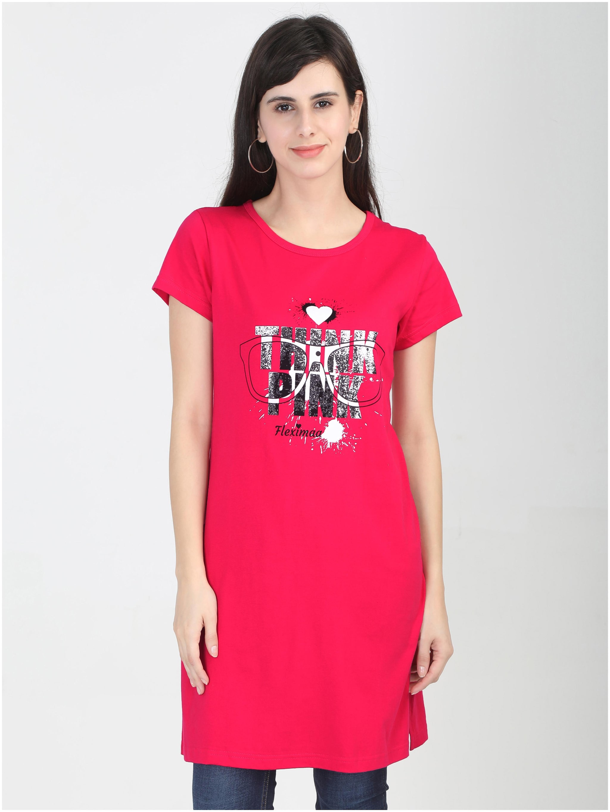

Fleximaa Women Printed Regular top - Pink
